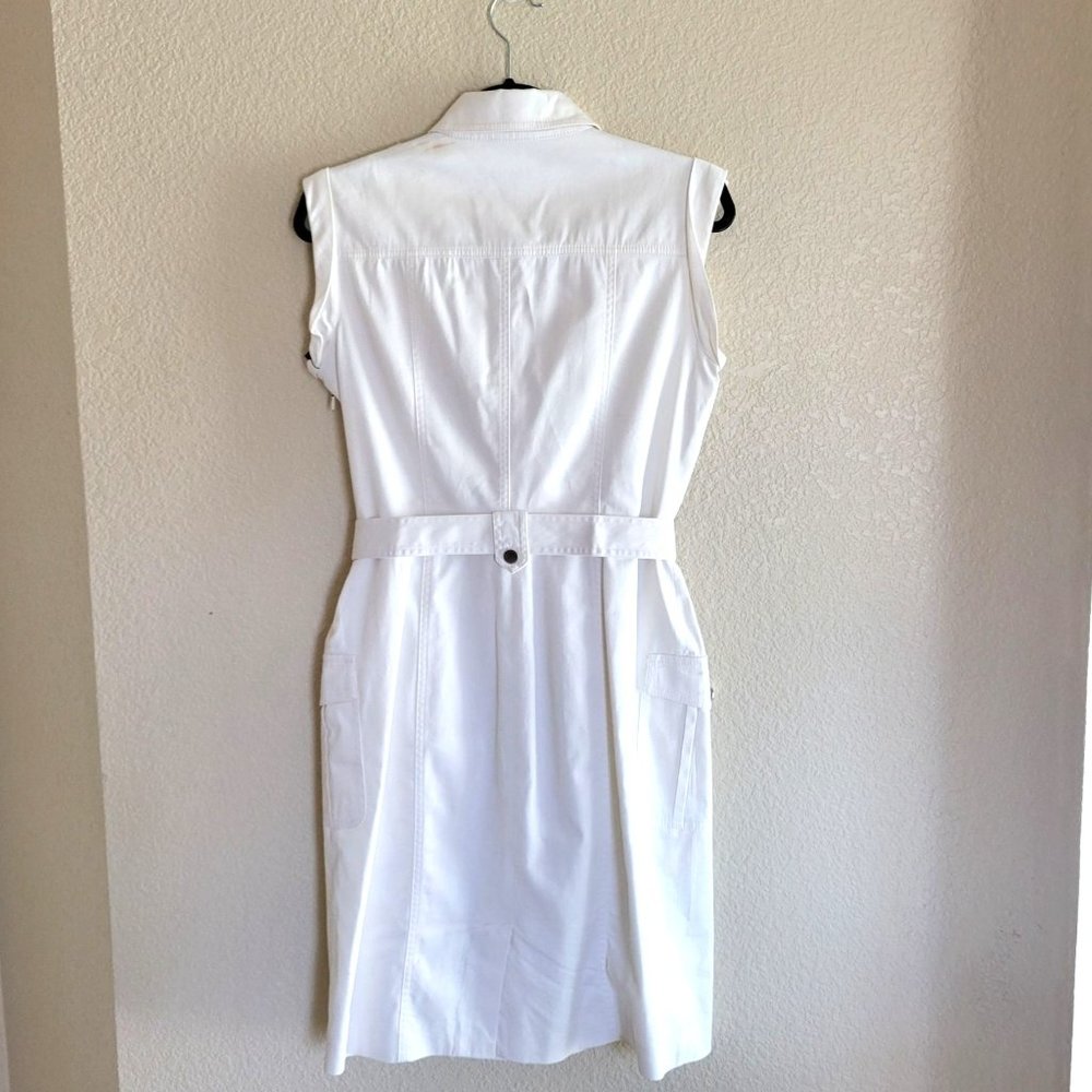 Calvin Klein Womens Cap Sleeve Collared Button Front Dress White 6 - Picture 10 of 12